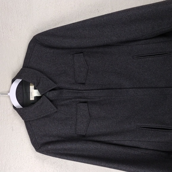 J. Crew Dark Gray Wool Blend Snap Collar Funnel Neck Long Sleeve Zip Up Coat - Picture 3 of 10